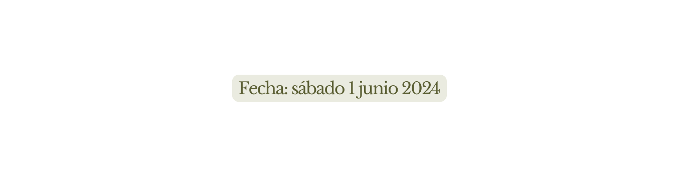 Fecha sábado 1 junio 2024